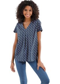 Damen Schlupf-Bluse mit Schwalben-Muster marine-bedruckt