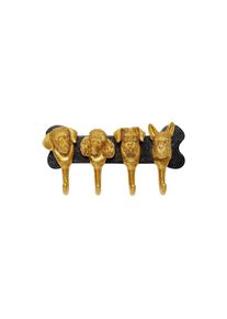 KARE Design, Garderobenleiste &raquo;Dog Family 30,5 cm x 15,5 cm&laquo;, goldfarben, schwarz, Polyresin (Kunststein), B/H/T: 30,5 cm x 15,5 cm x 7,5 cm