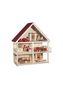 Roba, Roba Puppenhaus &raquo;Villa Bunt&laquo; 3-st&ouml;ckig, inkl. M&ouml;bel und Puppen, natur, Einheitsgr&ouml;&szlig;e, Puppenhaus