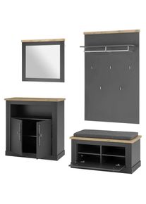 Goodproduct, GOODproduct Garderoben-Set &raquo;Westminster, Garderobe im Landhausstil, Komplettset mit viel Stauraum&laquo; 4 Stk. tlg., dunkelgrau, wotan eiche, 