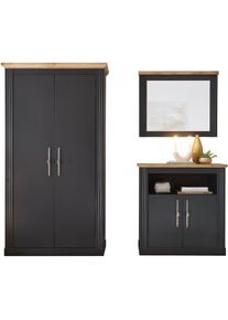 Goodproduct, GOODproduct Garderoben-Set &raquo;Westminster, Garderobe im Landhausstil, Komplettset mit viel Stauraum&laquo; 3 Stk. tlg., dunkelgrau, wotan eiche, 