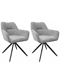 Goodproduct, GOODproduct Esszimmerstuhl &raquo;Christoffer&laquo; (Set) 2 Stk.Webstoff Bezug, pulverbeschichtetes schwarzes Metallgestell, hellgrau, schwarz, 100%