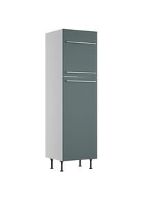 Kochstation, KOCHSTATION K&uuml;hlumbauschrank &raquo;KS-Bern2&laquo; Breite 60 cm, H&ouml;he 211,8 cm, 1 Klappe, 2T&uuml;ren, steingr&uuml;n, hellgrau, Holzwerkstoff, B/H/T: 60 cm x