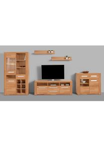 Goodproduct, GOODproduct Wohnwand &raquo;Kolding&laquo; Set, 5 Stk. tlg., kernbuche teilmassiv, Holz teilmassiv