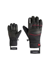 Ziener, Unisex, Skihandschuhe &raquo;GOMIN-Z AQUASHIELD &laquo; wasserdicht, winddicht, atmungsaktiv, Lederinnenhand, schwarz. rot, 8, Atmungsaktive, wasser- und 