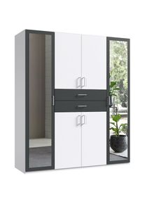 Wimex, Kleiderschrank &raquo;Diver Dreht&uuml;renschrank mit Spiegel, in der Breite 180cm&laquo; Bestseller Schlafzimmerschrank, wei&szlig;, graphit, griffe alu, B/H/T: 180 