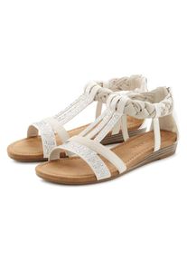 Lascana, Unisex, Lascana Sandale &raquo;Sommerschuh, Sandalette&laquo; mit Glitzersteinen und kleinem Keilabsatz im Festival-Look VEGAN, sanftes wei&szlig;, 39, 