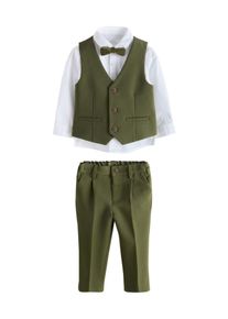 next Set: Hemd, Anzugweste, Hose und Fliege Jungen Gr&ouml;&szlig;e 104 oliv / wei&szlig;