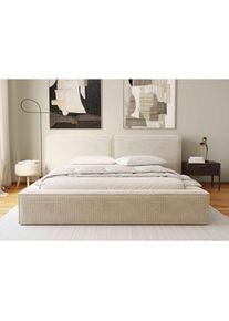 Ti`me Ti'me Polsterbett , Beige , Textil , Birke , 160x200 cm , Bettkasten, gepolstertes Kopfteil, In verschiedenen Gr&ouml;ssen erh&auml;ltlich , Schlafzimmer, Bett, Polsterbetten