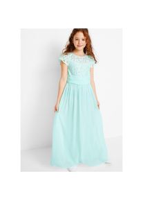 bonprix, Unisex, bonprix Chiffonkleid 1 tlg. tlg. festliches Kleid, mit Spitzenoberteil, aus Chiffon, mit kurzem Arm, pastellmint, 152, N-Gr, 