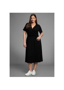 Laura Scott Curve, Unisex, Laura Scott CURVE Midikleid &raquo;Grosse Gr&ouml;ssen&laquo; Ohne Taschen mit betonter Taille, schwarz, 44, N-Gr, Feminin-tailliertes 