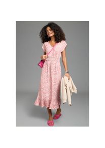 Laura Scott, Unisex, Jerseykleid femininer Stil, f&uuml;r entspannte Tage, aus elastischer Shirtware, rosa, gebl&uuml;mt, 44, N-Gr, Jerseykleid mit femininem 