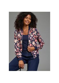 Laura Scott, Unisex, Blouson mit Herz Druck-Applikationen, leichte &Uuml;bergangsjacken, blau beig rot, 48, Blouson mit Herz Druck von Laura Scott, leichte