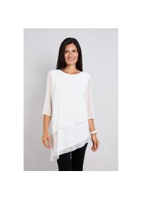Seidel Moden, Unisex, Longbluse 3/4-Arm im Lagen-Look / asymmetrischer Schnitt / MADE IN GERMANY, 11,sanftes wei&szlig;, 38, 3/4-Arm-Bluse von Seidel Moden
