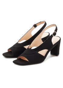 Lascana, Unisex, Lascana Sandalette &raquo;Sandale, Sommerschuh,&laquo; mit Blockabsatz und raffiniertem Ausschnitt VEGAN, schwarz, 38, Mit breiterem Absatz f&uuml;r 