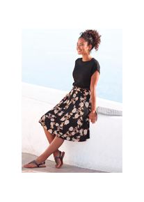 Lascana, Unisex, Lascana Jerseykleid &raquo;mit bedrucktem Rock, Gummizug in der Taille&laquo; Ohne Taschen kurz&auml;rmliges Sommerkleid, T-Shirtkleid, Viskosekleid, 
