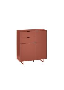 Voleo Schuhschrank , Rot , Metall , 4 F&auml;cher , 2 Schublade(n) Schubladen , 96x109x38 cm , Beim&ouml;bel erh&auml;ltlich, stehend , Garderobe, Schuhaufbewahrung, Schuhschr&auml;nke
