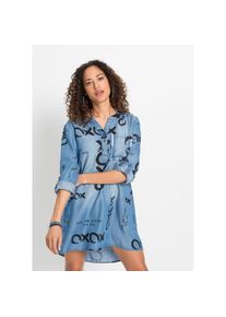 bonprix, Unisex, bonprix Midikleid f&uuml;r Fr&uuml;hjahr und Sommer, Jeanskleid, aus Lyocell (TENCEL ), blau denim bedruckt, 42, N-Gr, L&auml;ssiges Jeanskleid mit 