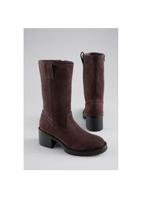 Aniston Shoes, Unisex, Aniston SHOES Stiefel Klassik-Boots mit Innen-Reissverschluss, dunkelbraun, 36, Normalschaft, Modischer Stiefel mit pr&auml;gnantem 