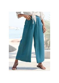 Lascana, Unisex, Lascana Culotte &raquo;mit Leinen-Anteil und weitem Bein&laquo; Leinenhose, luftige Sommerhose in 7/8-L&auml;nge aus Leinenmix, Culotte, petrol, 40, N