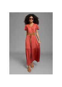 Laura Scott, Unisex, Maxikleid langer Schnitt, f&uuml;r entspannte Tage, aus Shirtware, mit Fl&uuml;gel&auml;rmeln, rostrot, 42, N-Gr, Maxikleid mit luftigem 