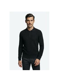 JOOP!, Unisex, JOOP! Strickpullover &raquo;Wiktor&laquo; Regular fit mit Troyer-Kragen, dunkelblau, M, Klassischer Strickpullover mit Reissverschluss am Kragen 