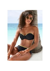 Lascana, Unisex, Lascana B&uuml;gel-Bandeau-Bikini-Top &raquo;Elodie&laquo; mit trendigem Materialeinsatz, schwarz, goldfarben, 36, Cup B, Unifarbe mit goldfarbenem 