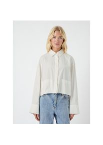 Y.A.S, Unisex, Hemdbluse &raquo;YASLEE LS SHORT SHIRT S. NOOS&laquo; Baumwolle, star wei&szlig;, 36, Bluse mit langen &Auml;rmeln von YAS
