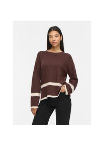 Vila, Unisex, Rundhalspullover &raquo;VIRIL O-NECK OVERSIZE L/S KNIT TOP- NOOS&laquo; Materialmix, oversize, coffee bean stripes:slnm, S, Pullover von Vila