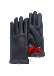 Pearlwood, Unisex, Pearlwood Lederhandschuhe &raquo;Ann&laquo; Dekorative Handsteppung am Bund, schwarz, 7.5, 100% Echtes afrikanisches Schafleder
