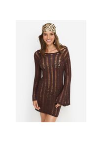 Lscn By Lascana, Unisex, LSCN by LASCANA Strickkleid, schwarz braun, 40, N-Gr, Sommerkleid aus leicht transparentem Strick