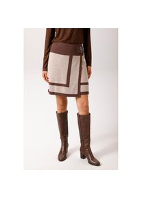 Aniston Casual, Unisex, Aniston CASUAL Wickelrock mit seitlichen Schnallen verziert, beigemeliert, braun, 42, Unisexrock in Glattstrickqualit&auml;t