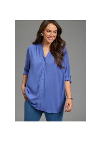 Laura Scott Curve, Unisex, Laura Scott CURVE Longbluse &raquo;Grosse Gr&ouml;ssen&laquo; im Tunika Stil aus weicher Viskose, blau, 52, Feminine Longbluse von Laura 