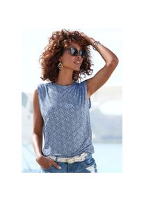 Lascana, Unisex, Lascana Shirttop mit Alloverdruck, lockere Passform, modisch, Jerseytop, blau bedruckt, 44/46, Dezente Raffung auf der Schulter