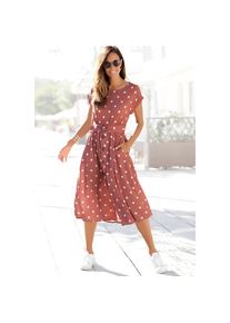 Lascana, Unisex, Lascana Midikleid &raquo;mit Punktedruck und Taschen, Blusenkleid&laquo; Seitennahttaschen elegantes Sommerkleid aus Webware, Viskosekleid, 