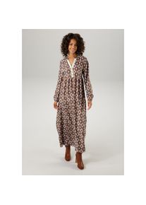Aniston Casual, Unisex, Aniston CASUAL Maxikleid mit fantasievollem Mandala-Druck, hellbraun, wollwei&szlig;, petrol, braun, 46, N-Gr, Kleid aus weich 