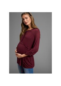 Neun Monate, Unisex, Umstandsshirt &raquo;Jersey-Bluse mit Bindeg&uuml;rtel&laquo; Viskose Umstands-Bluse praktisch f&uuml;r Schwangerschaft und danach, bordeaux, 44/46, 