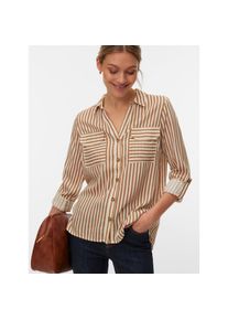 V&eacute;ro Moda Vero Moda, Unisex, Hemdbluse &raquo;VMBUMPY L/S SHIRT NEW WVN GA NOOS&laquo; Viskose, regular fit, birch stripes:eva tigers eye, M, Bluse von Vero Moda