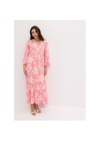 bonprix, Unisex, bonprix Maxikleid &raquo;Maxikleid aus fliessender Viskose&laquo; f&uuml;r modischen Auftritt, aus Viskose, A-Linie, 3/4-&Auml;rmel, knallrosa, hellsand 