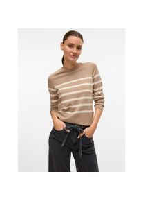 V&eacute;ro Moda Vero Moda, Unisex, Rundhalspullover &raquo;VMSABA PLAIN LS O-NECK PULLOVER GA NOOS&laquo;, silber mink stripes:birch, XS, Gestreifter Pullover von Vero Moda