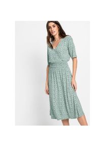 bonprix, Unisex, bonprix Jerseykleid &raquo;Jerseykleid aus Viskose-Mix&laquo; f&uuml;r sommerliche Tage, aus Viskose und Elasthan, Kurzarm-Design, pastellgr&uuml;n floral,