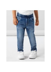 name it, Unisex, Schlupfjeans &raquo;NMMRYAN SLIM SWE JEANS 2472-TH NOOS&laquo; im Jogging Style, medium blau denim, 98, N-Gr, Verstellbarer Bund mit Kordelzug 