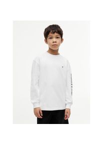 Tommy Hilfiger, Unisex, Langarmshirt Regular Fit, Kinder bis 16 Jahre, Druck auf einem Arm, wei&szlig;, 12 (152), Langarmshirt von Tommy Hilfiger f&uuml;r Unisex