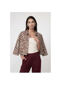 monari, Unisex, Kurzjacke &raquo;Jacke Leodruck Allover&laquo; ohne Kapuze Regular fit mit Leomuster, hellbraun gem, 46, Stylische Jacke von monari