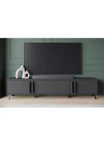 P & B Lowboard , Schwarz , Kunststoff , 180x40x33 cm , FSC , stehend , Wohnzimmer, TV M&ouml;bel, Lowboards, Lowboards stehend