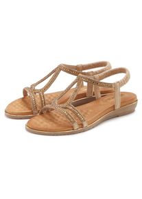 Vivance, Unisex, Sandale &raquo;Sandalette, Sommerschuh,&laquo; mit eleganter Glitzer-Verzierung und elastischen Riemchen, goldfarben, 42, Aufwendig und 