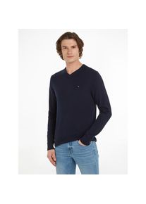 Tommy Hilfiger, Unisex, V-Ausschnitt-Pullover &raquo;PIMA ORG CTN CASHMERE V NECK&laquo;, desert sky, L, Markenstickerei auf der Brust