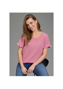Laura Scott, Unisex, R&uuml;schenbluse mit Zier-Knopfleiste am R&uuml;cken, unifarben, aus Baumwoll-Musselin, beere, 40, Feminine Bluse aus Webmaterial
