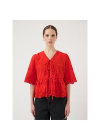 Y.A.S, Unisex, Spitzenbluse &raquo;YASCORNELIA 2/4 TIE TOP S. NOOS&laquo; Baumwolle, regular fit, fiery rot, 42, Kurze Bluse mit Halbarm von YAS