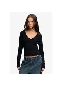Superdry, Unisex, Cardigan &raquo;ATH ESS POINTELLE CARDIGAN&laquo; Pointelle Muster, Baumwolle, Jerseyqualit&auml;t, skinny fit, eclipse navy, L, Jerseyjacke mit 